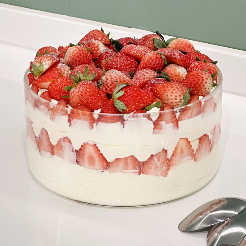 Opexscal 104oz Large Glass Trifle Bowl, Modern Design Clear Glass