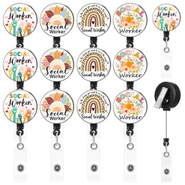 Geyoga 12 Nurse Badge Reel Holder Employee Appreciation Gift Badge Reels Accessories Office Cards Holder with Clip Name Cards Keeper for Christmas Nurse Gift