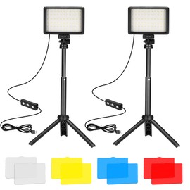 Ci-Fotto LED Video Light 2-Pack Photography, Dimmable 5600K USB LED Video Light, Mini Tripod and Colour Filters for Photo Studios, Colour Filters for Small Angle Shooting, Video Recording, Game