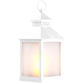 Lunartec Lantern with LED light: LED lantern with realistic flame play and timer, white (LED lantern with timer function, hanging decorative lantern, garden decorative lighting)