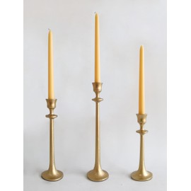 Iron Taper Candle Holder - Set of 3 Decorative Candle Stand - Candlestick Holder for Wedding, Dinning, Party - Antique Brass
