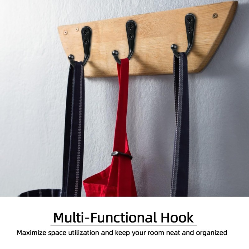 JIUZI Black Wall Mounted Coat Hooks, Rustproof Metal Hooks for