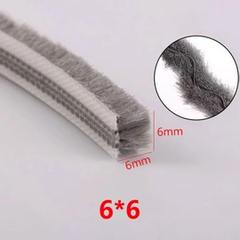 Zjclx 5m (16feet) Brush Weather Striping Card-Slot Seal Strip Pile Weatherstrip Door Sweep Brush for Door Window (6mm x 6mm (1/4" 1/4"), Gray)