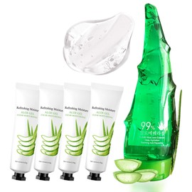 JunKuJK 99% Purity Aloe Vera Gel - Hydrating Aloe Vera Gel for Face and Skin,No Sticky Moisturizing Aloe Gel(5 pcs)