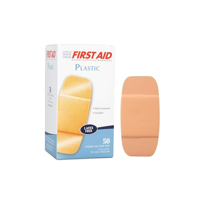 American White Cross 261846 First Aid Plastic Adhesive Bandages, Latex