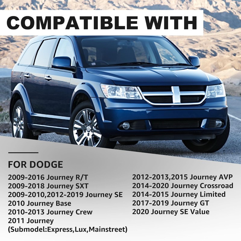 REINKO Headlight Assembly Compatible with 2009-2020 Dodge Journey Black Headlamps