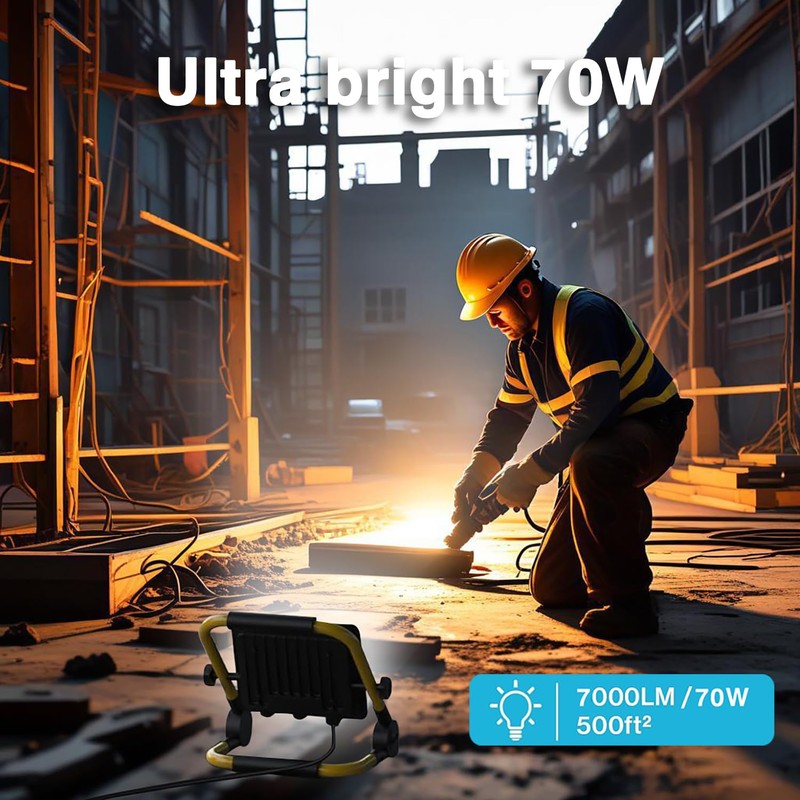 10000LM LED Work Light: Portable Work Light with 16.4FT/5m Cord