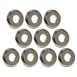 PROCURU 10-Pack 1-Inch IPS E2752 Split Plastic Lightweight Escutcheon Pipe Cover, Chrome, for 1" Iron/Brass/Steel/PVC Pipes