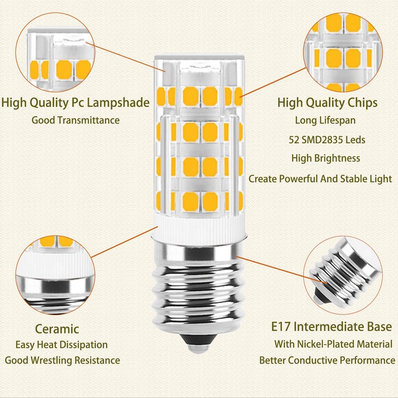 GFLSD E17 LED Bulb Dimmable,E17 Intermediate Base,T7 4W 40W Incandescent