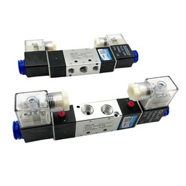 MFQJJRRMI 1 pcs 4V220-08 4V320-10 4V420-15 Solenoid Valve 2 Position 5 Port Pneumatic Air Valves DC12V DC24V AC110V AC220V Double Coil, Size : AC220V(4V220-08 PC10-02,AC110V)