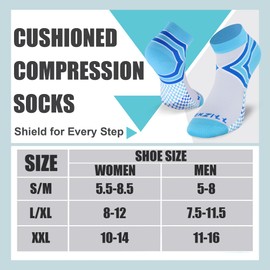 NEWZILL Low Cut Compression Socks - Unisex Running Socks With Embedded Frequency Technology For Heel, Ankle & Arch Support (Small, 2-Pair Assort 04)
