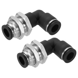 sourcing map 2Pcs Push to Connect Fittings, 3/8"x3/8" Tube OD Bulkhead 90 Degree Elbow Pneumatic Quick Connect Air Fitting for Hydraulic and Pneumatic Systems
