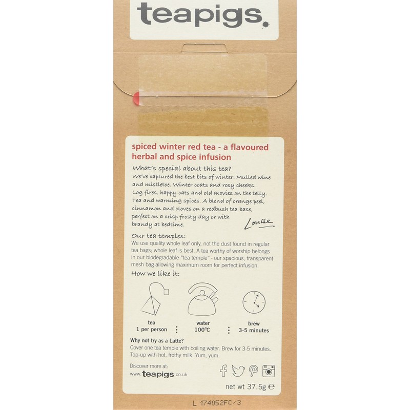 Teapigs Spiced Winter Red Herbal Tea Bags With Whole Spices