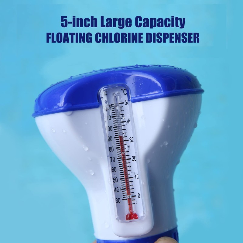 Soap Dispensers Floating Swimming Pool Chemical Chlorine Dispenser with Thermometer