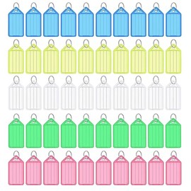 50 Pcs Identificador de Llaves Llavero, Etiquetas para Llaves, Llaveros Plástico, Etiquetas de Equipaje, Llavero Plástico con Ventana Etiqueta, Tiquetas de Identificación, Nombre de Animal de Compañía