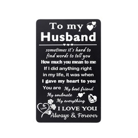 Husband Wallet Card Valentines Day Gifts for Him I Love You Gifts for Husband Gifts from Wife Husband Metal Card Wedding Anniversary Insert Card Gifts for Husband Birthday Gifts Husband Present
