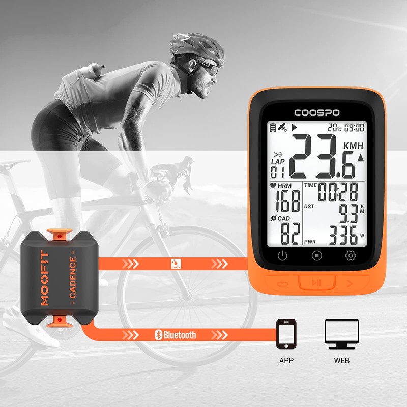 moofit CS8 Cycling Cadence Speed Sensor, Bluetooth & ANT+ Wireless