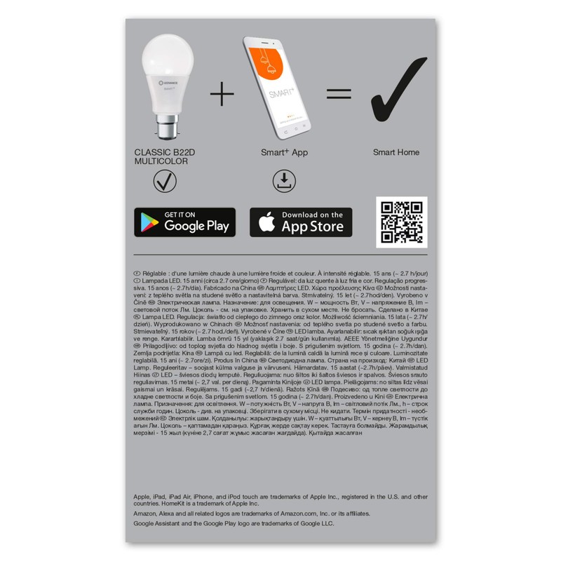LEDVANCE Smart LEDLamp with WiFi Technology, Base: B22D, Di mmable,