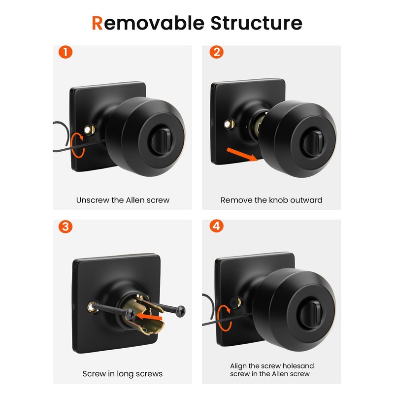 Haidms Entry Black Door Knobs and Deadbolt Combo Set, Keyed