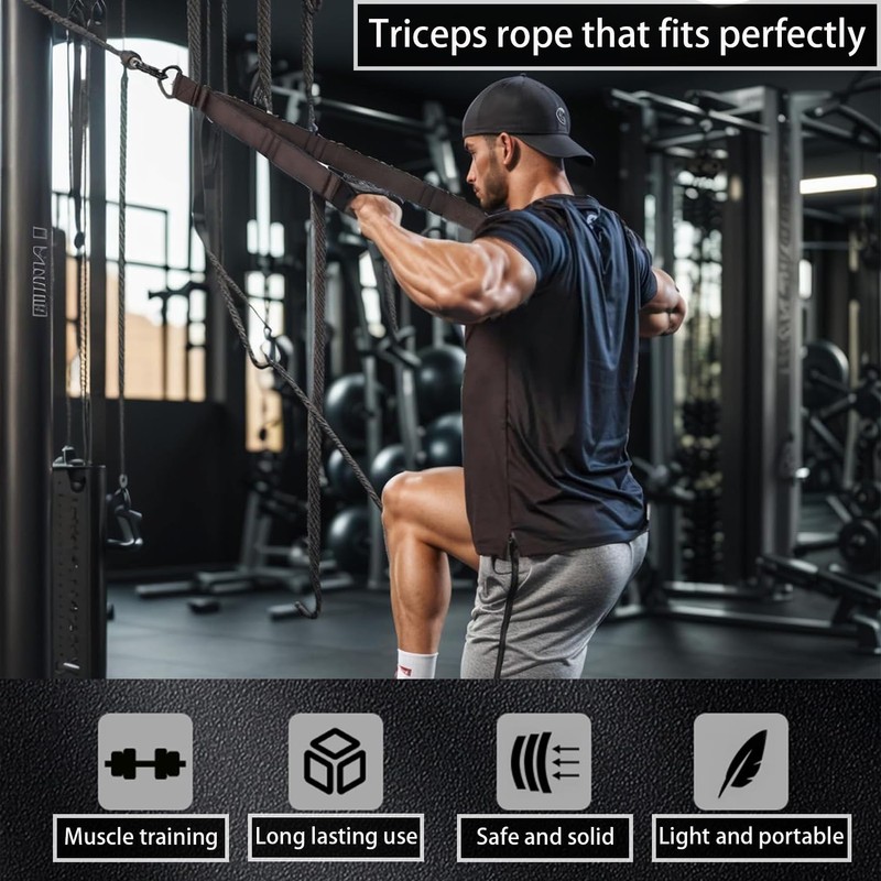 Triceps Rope for Gym with Larger Range of Movement, 3