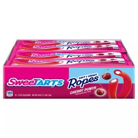 SweeTARTS Cherry Punch Soft Chewy Ropes 1.8oz Pack of 24 Candy Treats