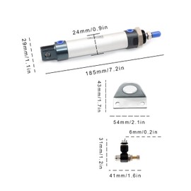 SRJQXH 20 mm Bar Diameter 50 mm Hub Pneumatic Air Cylinder, with a Pair of LB Bracket Sockets, a Pair of Black 6-01HS Throttle Valves and a Y Connector, Air Cylinder