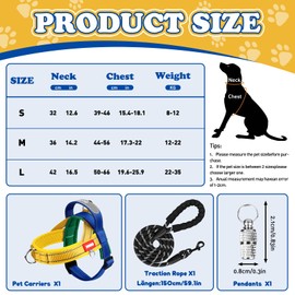 No Pull Dog Harness and Lead Set, Adjustable Reflective Pet Vest for Small Medium Large Dogs, Breathable Soft Padded Escape Proof Harness for Walking Training