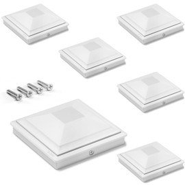 SIEDiNLAR 4x4 Post Caps White 6 Pack, Deck Post Covers Outdoor Waterproof, Fits 4x4 3.5x3.5 Vinyl/Wood Posts for Fence Deck Mailbox Patio Decor