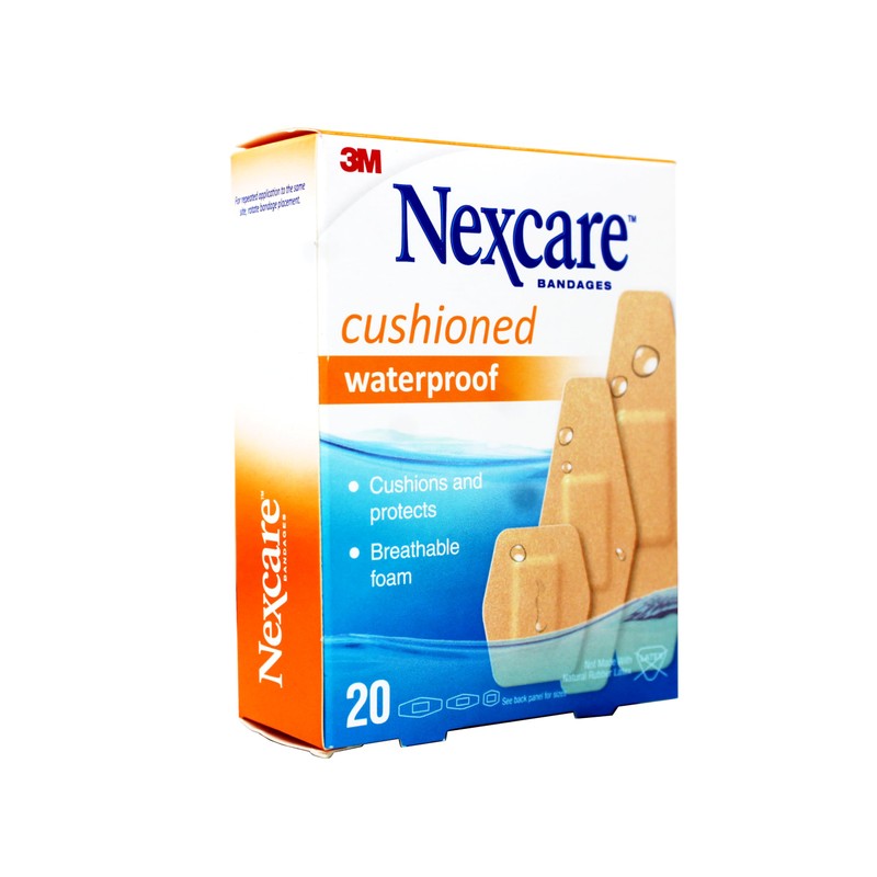 Nexcare Waterproof Cushioned Bandages, Assorted Sizes, 20 Count