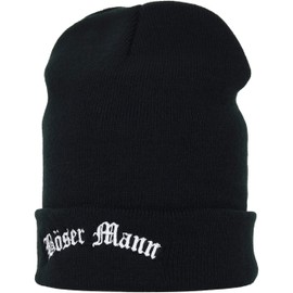 EXPRESS-STICKEREI Knitted Hat Bad Boy Warm Winter Hat / Wool Hat Unisex Men Women Hood Sailor Hat Roll Hat Work Hat Beanie Cap Fine Knit with Saying | One Size Streetwear, Black/Bad Man