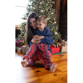 PajamaGram Family Pajamas Matching Sets - Family PJs, Red & Blue Plaid Women LG