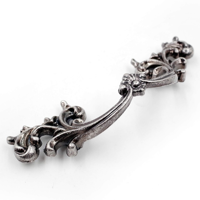 Jetland French Provincial Drawer Pulls - 6-Pack, Aged Silver, 2-1/2"