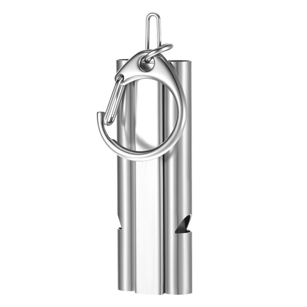 TIESOME Stainless Steel Survival Whistle, 120dB Loud Whistle Double Tube