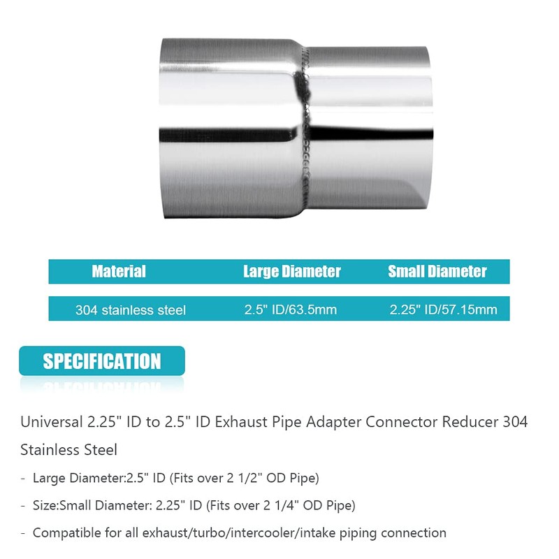 Universal 2.25" ID 2.5" ID Exhaust Pipe Adapter Connector Reducer