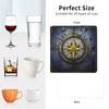 Compass Rose Coasters Square Leather Drinks Coaster Set with Holder