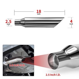 Richeer 2pcs 2.5 to 4 inch Exhaust Tip, 2 1/2" Inlet 4" Outlet 18" Overall Length Stainless Steel Exhaust Tip Universal for Vehicles with 2.5" O.D. Tailpipe, Weld On