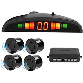 4 Sensores de Estacionamiento Zumbador Coche Marcha Atrás Respaldo Trasero LED Sonido Alarma Universal Conmutable Frontal o