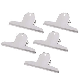 POFET Pack of 5 Large Bulldog Clips, Metal Paper Clip, Metal Hinge Clips, Bull Dog Clips, Stainless Steel Hinge Paper Clip, Office Supplies, 12 cm