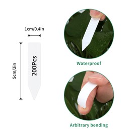 KINGLAKE Pack of 200 Small Plastic Plant Stakes, White, 5 x 1 cm, Plastic Plant Signs, Weatherproof, Plastic Plug-in Labels for Plants
