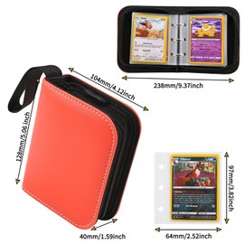 Linkinbot 2-Pocket Trading Card Binder for TCG cards, Hold 80 Cards with 40 removable sleeves, One Card Size Collectible Trading Card Albums (ORANGE)