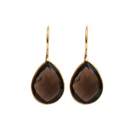 Gempires Smoky Quartz Teardrop Dangle Earrings Lightweight Natural Gemstone Jewelry Hypoallergenic Bezel Setting Everyday Wear Elegant Gift for Women