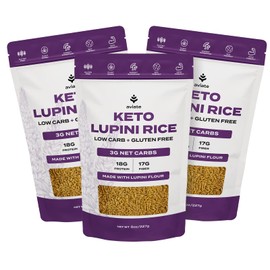 Aviate Keto Rice Orzo - Low Carb (3g Net) Lupini Rice/Pasta, High Protein (18g), Gluten-Free, Made with Lupin Flour, Plant Based Vegan, Keto-friendly - Slim Orzo Pasta Rice (227g) (Pack of 3)