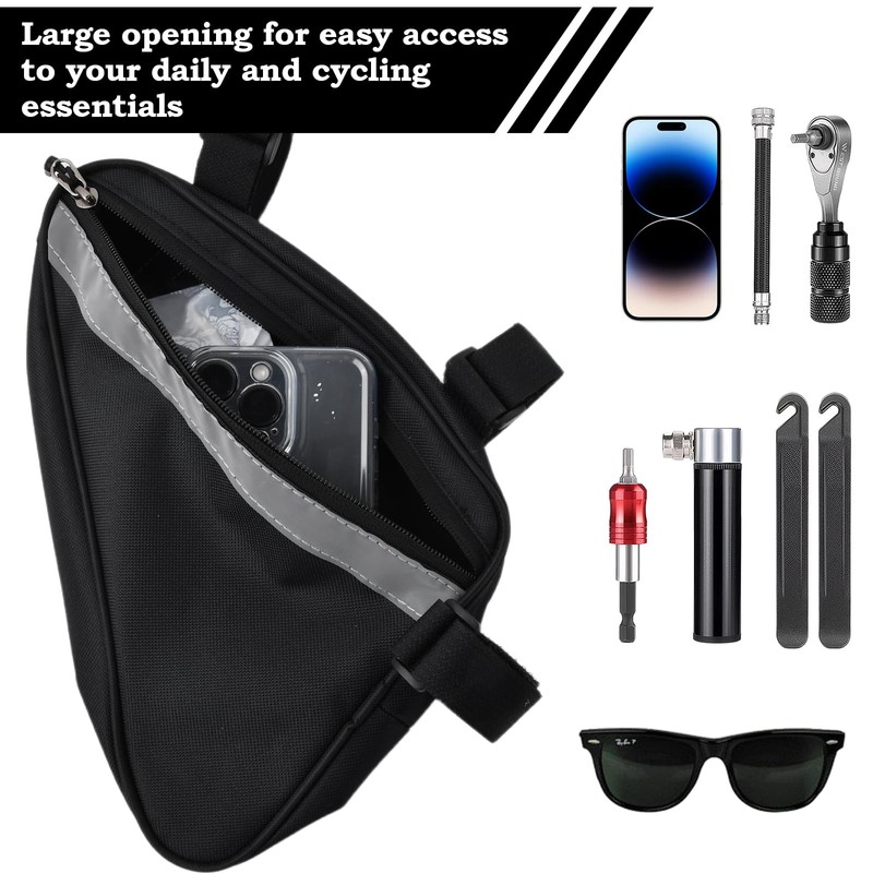 Lunaanda Bicycle Bag Frame, Waterproof Bicycle Triangle Bag with Reflective