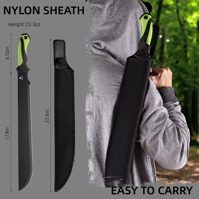 REAT Gardening Heavy Duty Machete,24" Full Tang Machete with Shaeth,Ergonomic