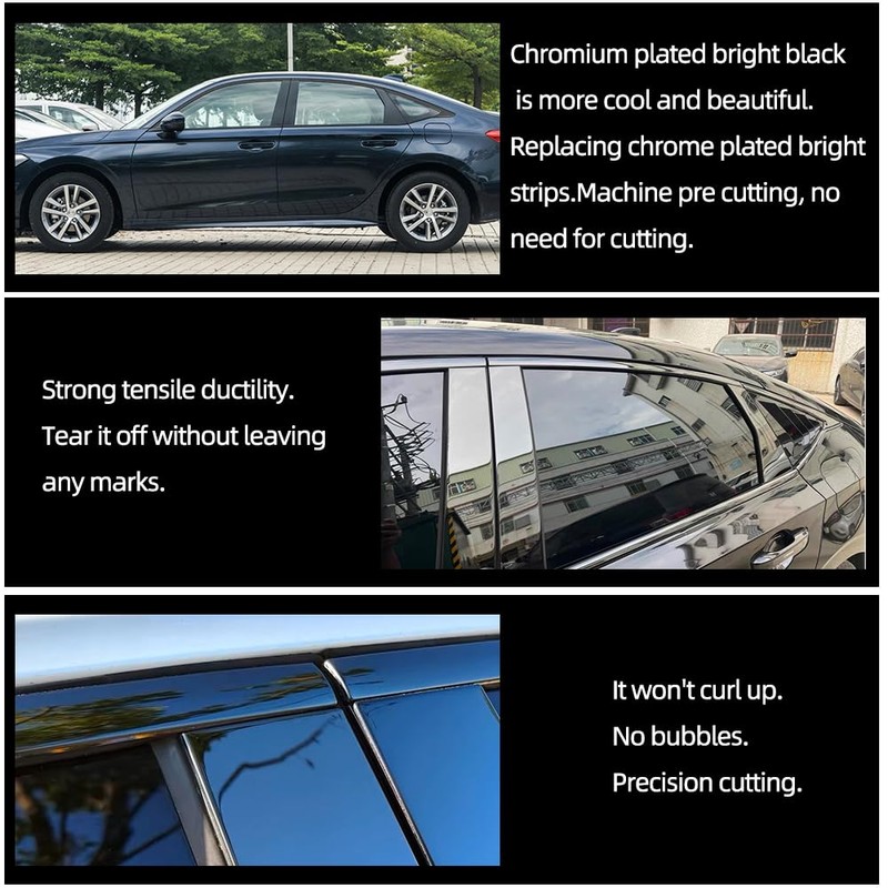 dewoshangmao Window Trim Chrome Delete Blackout Overlay Kit Pre-Cut Vinyl