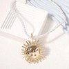 DIONFEI Exquisite Gold Sun Pendant Beige Rope Necklace - Retro