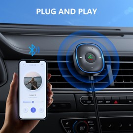 Bluetooth 5.3 Aux Car Adapter, SONRU Bluetooth Receiver for Car [Dual Connection & Mic Noise Cancellation], Aux Bluetooth Adapter with Plug-and-Play for Car Music/Hands-Free Calls/Stereo Audio