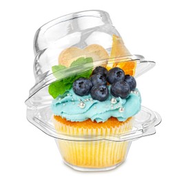 Stock Your Home Individual Plastic Cupcake Containers Disposable with Connected Airtight Dome Lid (200 Count) Clear Single Cupcake Container, BPA Free