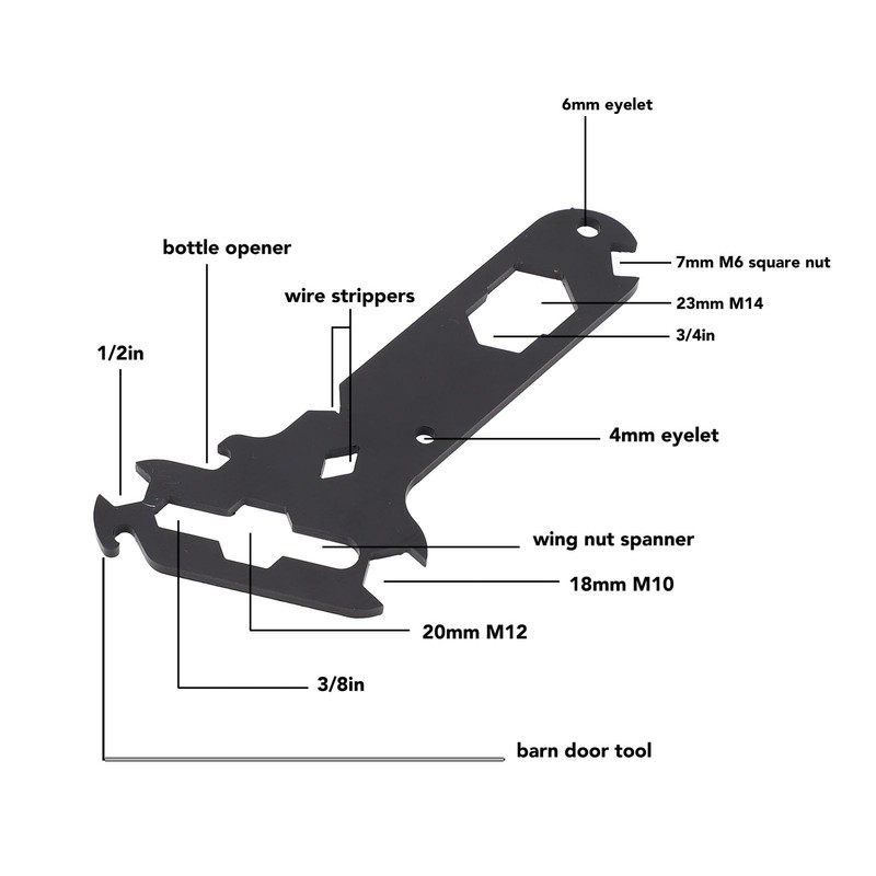 Black Multitool with 14 in 1 Separate Rigger Tools Steel