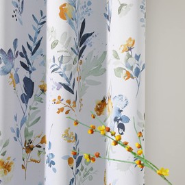 MYSKY HOME Floral Curtains 108 inches Long Living Room Curtains Thermal Insulated Room Darkening Curtains for Dining Room Vintage Classical Floral Printing Drapes, 2 Panels, Yellow and Blue